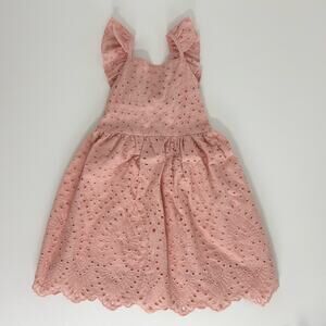 Girls Pink Eyelet Sundress Size 5 Cotton Candy & Hills Summer Lace Ruffle Dress